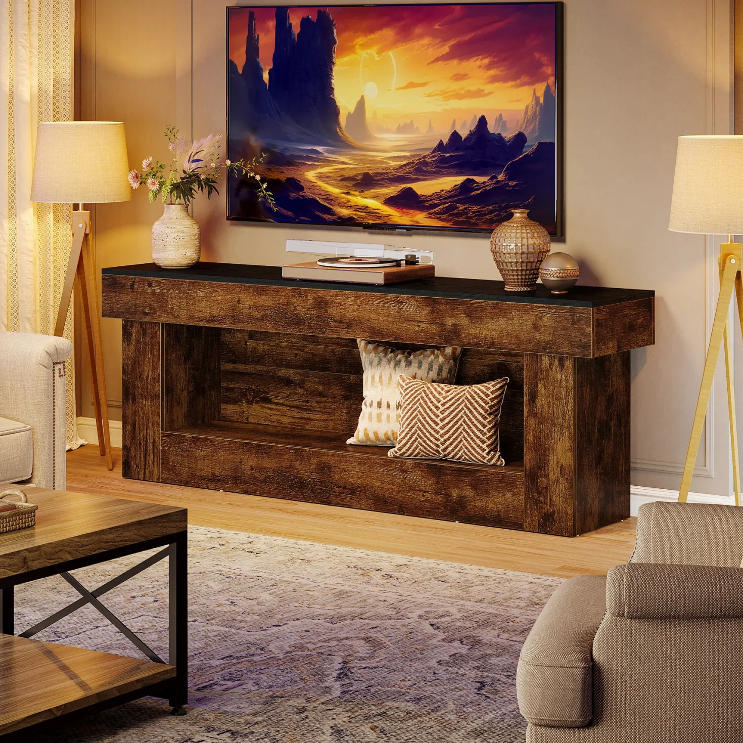 63" TV Stand, Media Console Entertainment Center for 60/65/70 Inches TVs