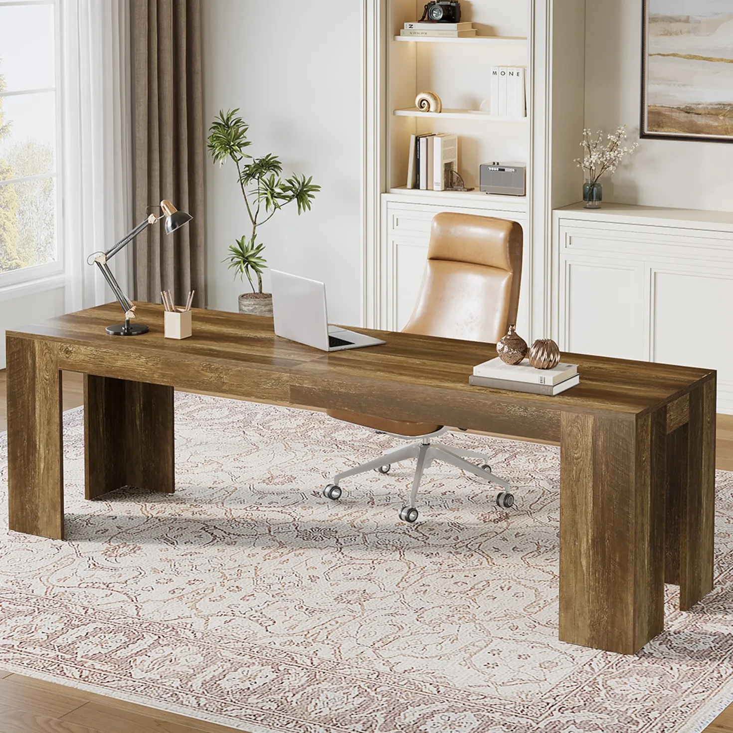 86.6" Two Person Computer Desk, Long Executive Desk with Large Workspace for Home Office