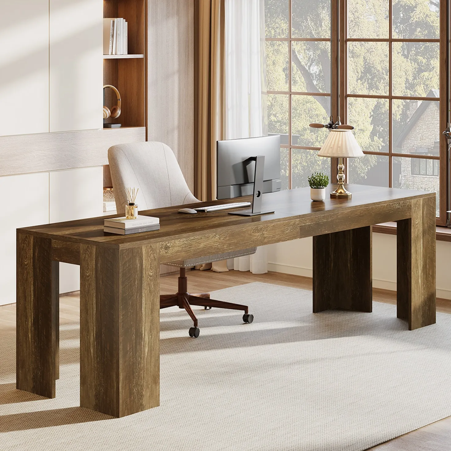 86.6" Two Person Computer Desk, Long Executive Desk with Large Workspace for Home Office