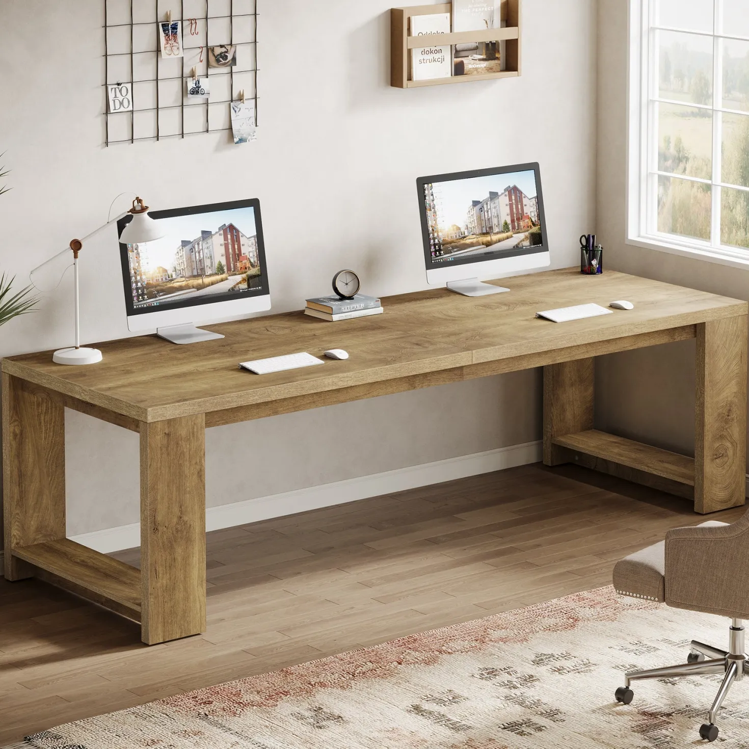 86" Two Person Desk, Long Computer Desk Conference Table for Home Office