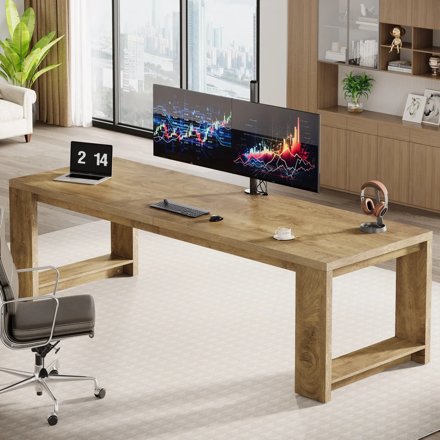 86" Two Person Desk, Long Computer Desk Conference Table for Home Office