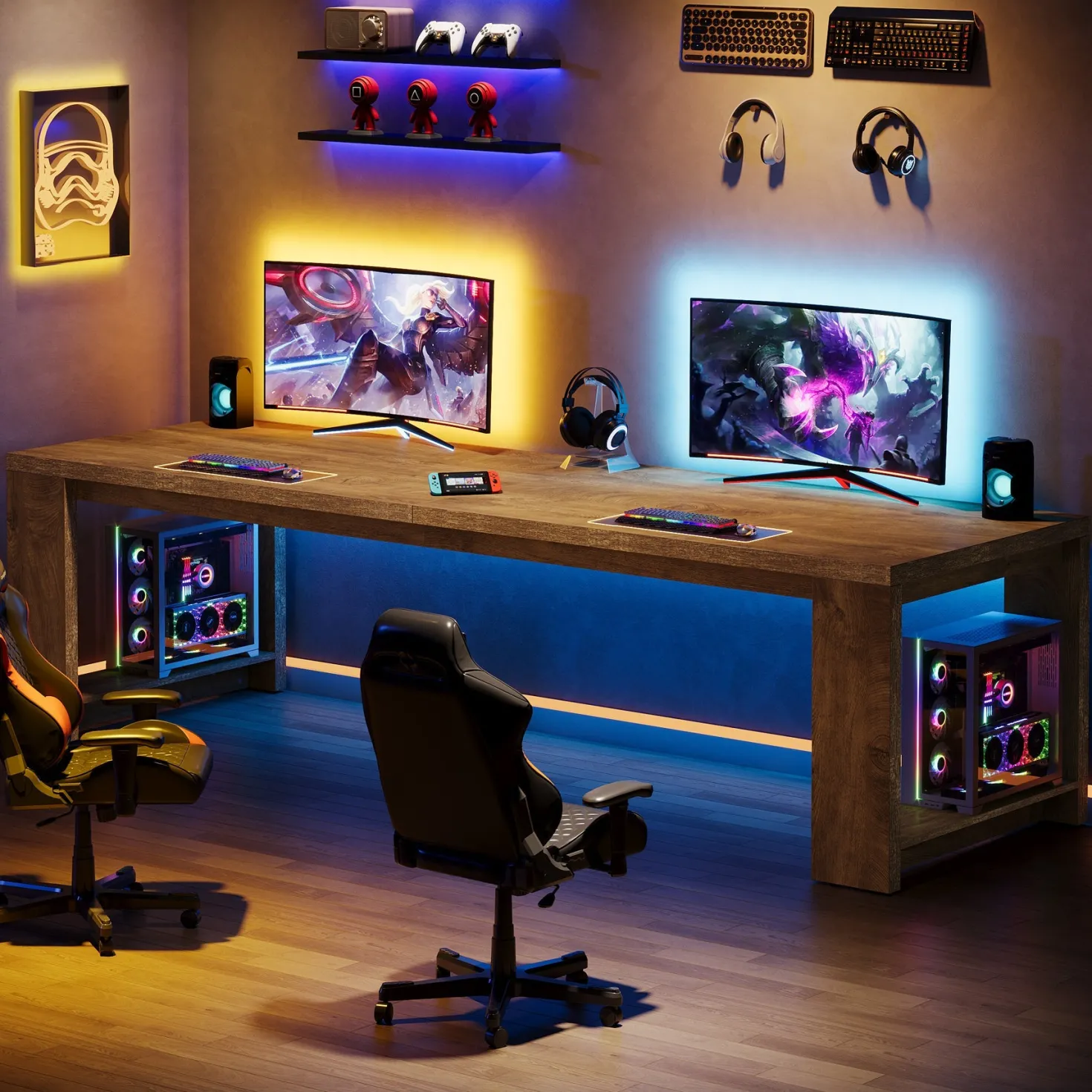 86" Two Person Desk, Long Computer Desk Conference Table for Home Office