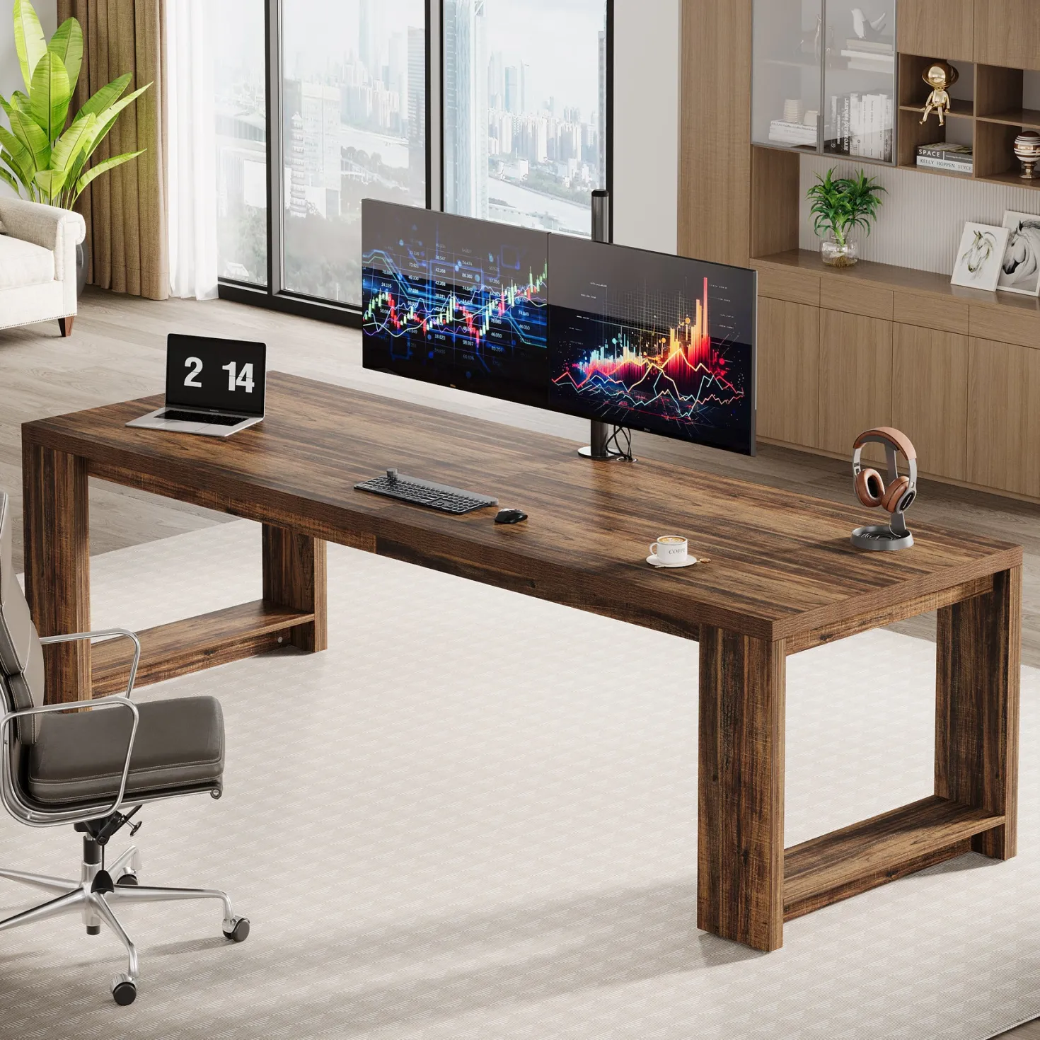 86" Two Person Desk, Long Computer Desk Conference Table for Home Office