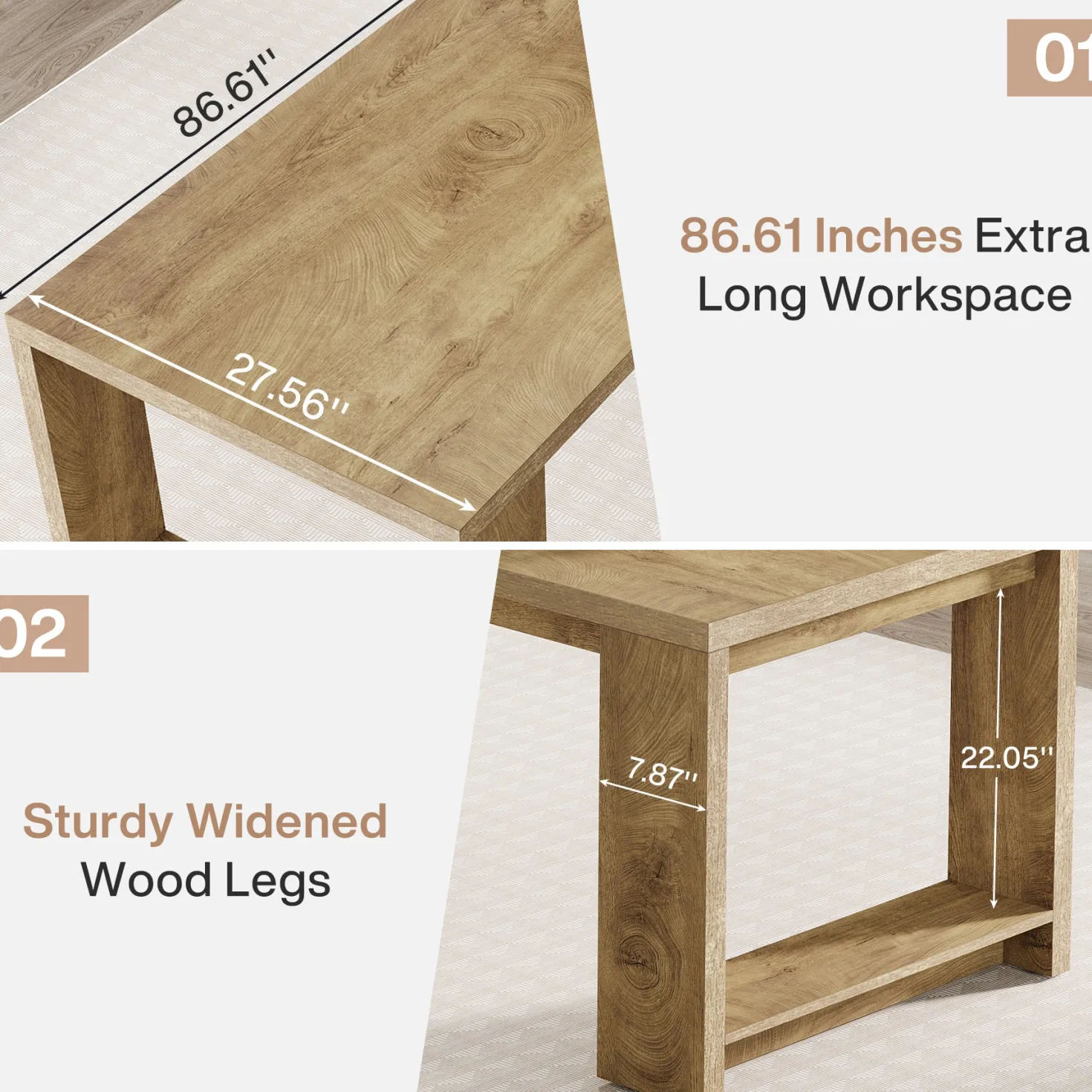86" Two Person Desk, Long Computer Desk Conference Table for Home Office