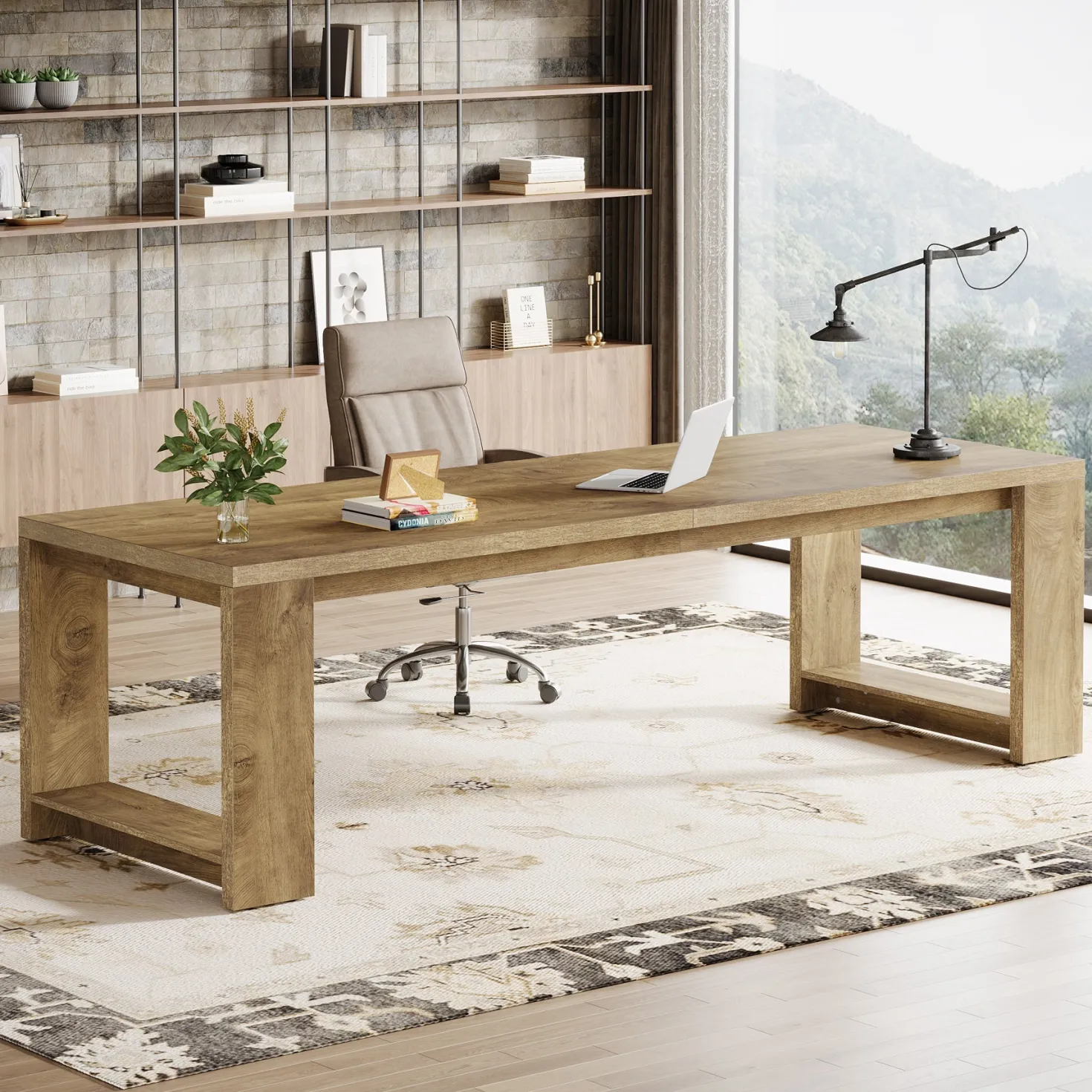 86" Two Person Desk, Long Computer Desk Conference Table for Home Office