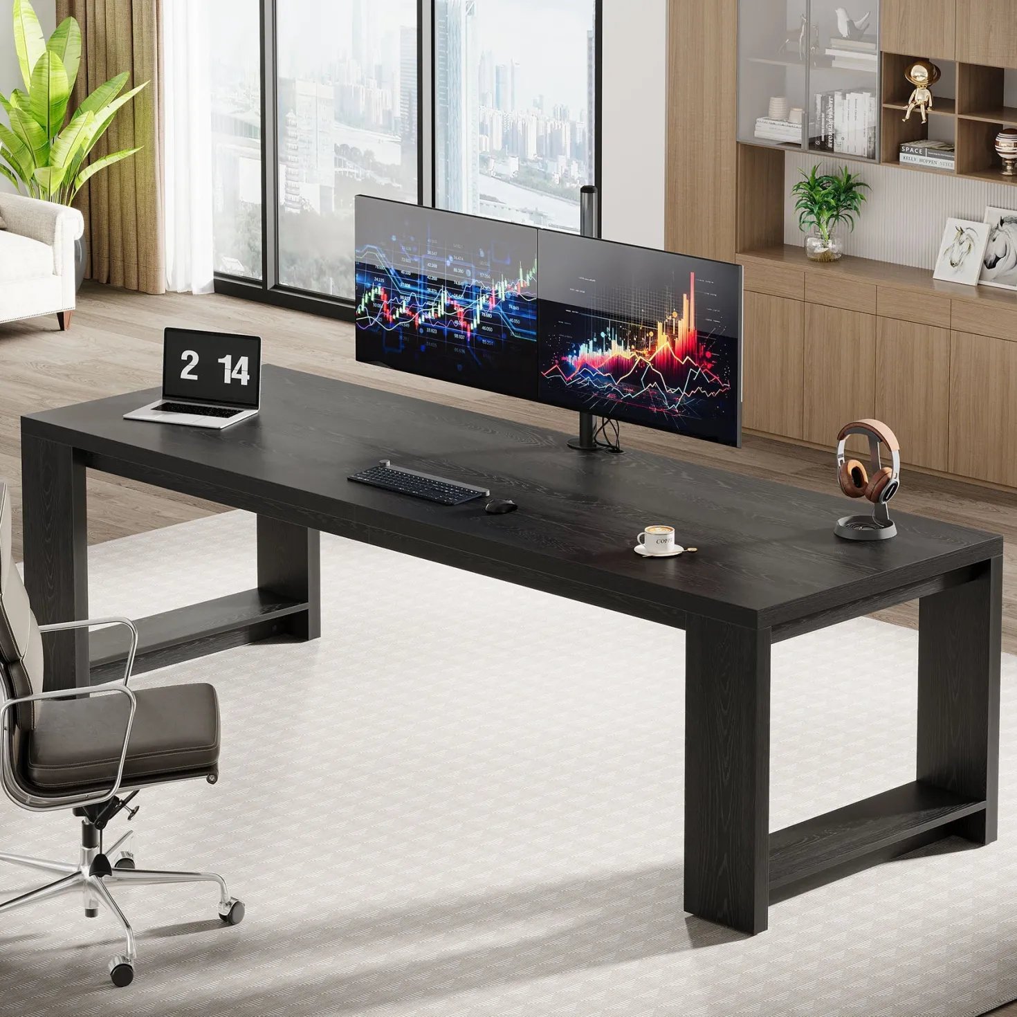 86" Two Person Desk, Long Computer Desk Conference Table for Home Office