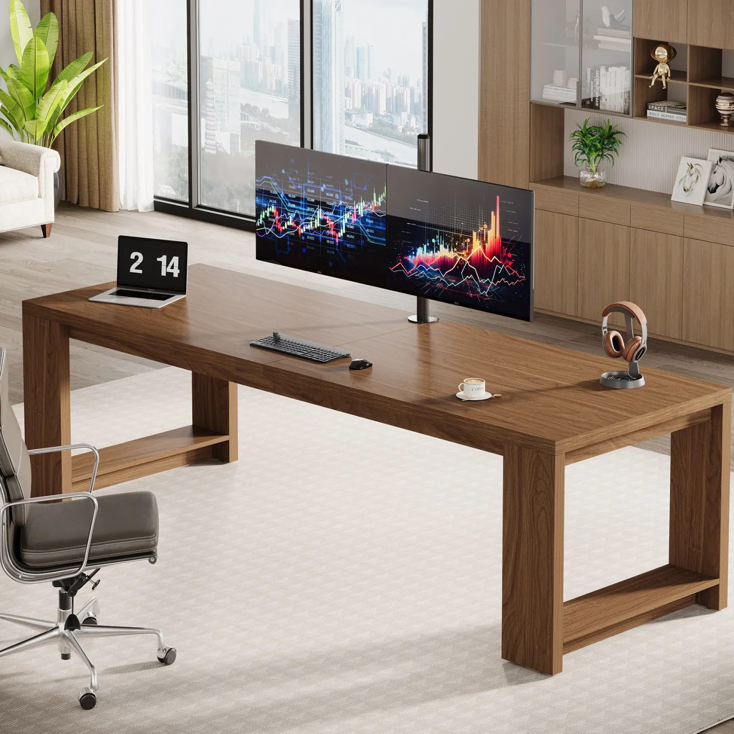 86" Two Person Desk, Long Computer Desk Conference Table for Home Office