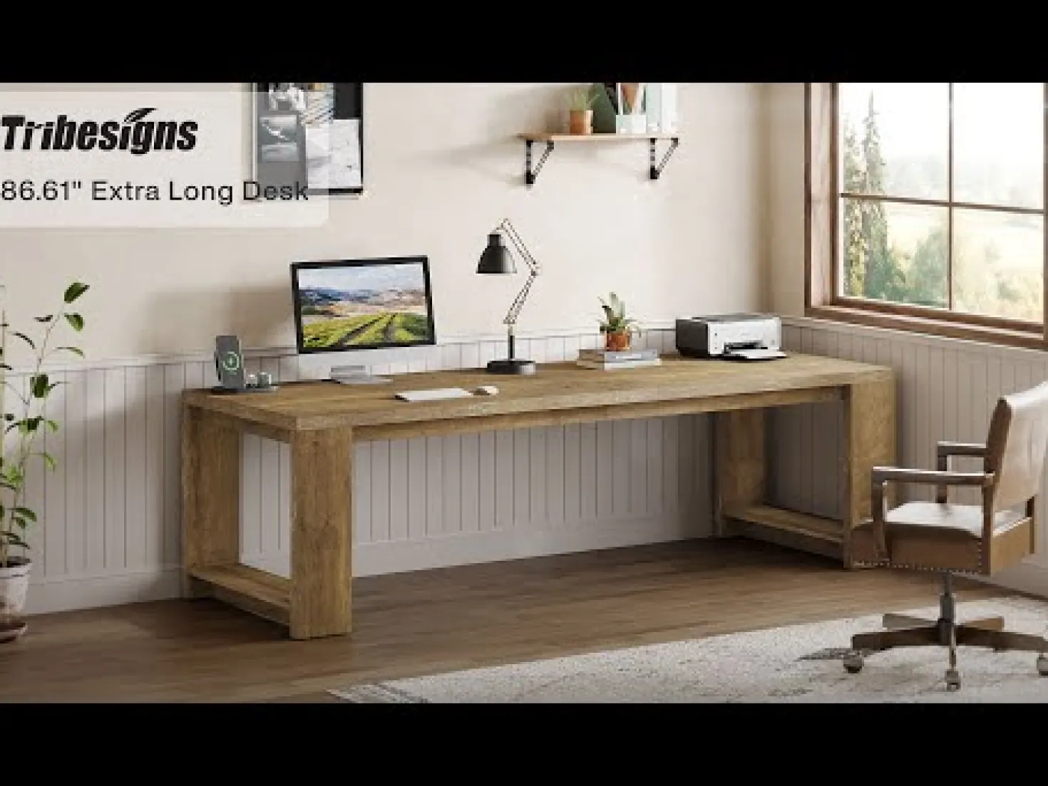 86" Two Person Desk, Long Computer Desk Conference Table for Home Office