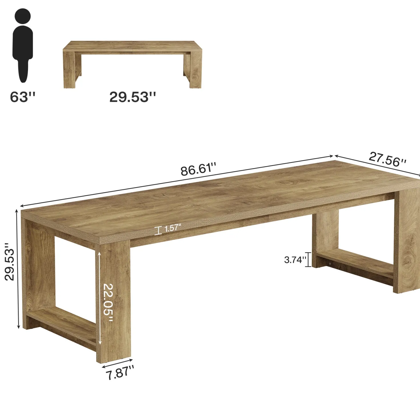 86" Two Person Desk, Long Computer Desk Conference Table for Home Office