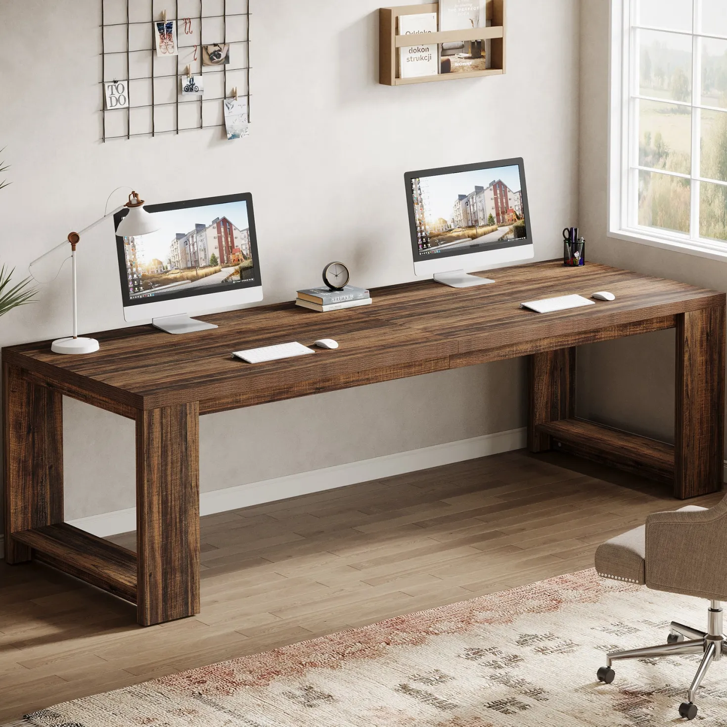 86" Two Person Desk, Long Computer Desk Conference Table for Home Office