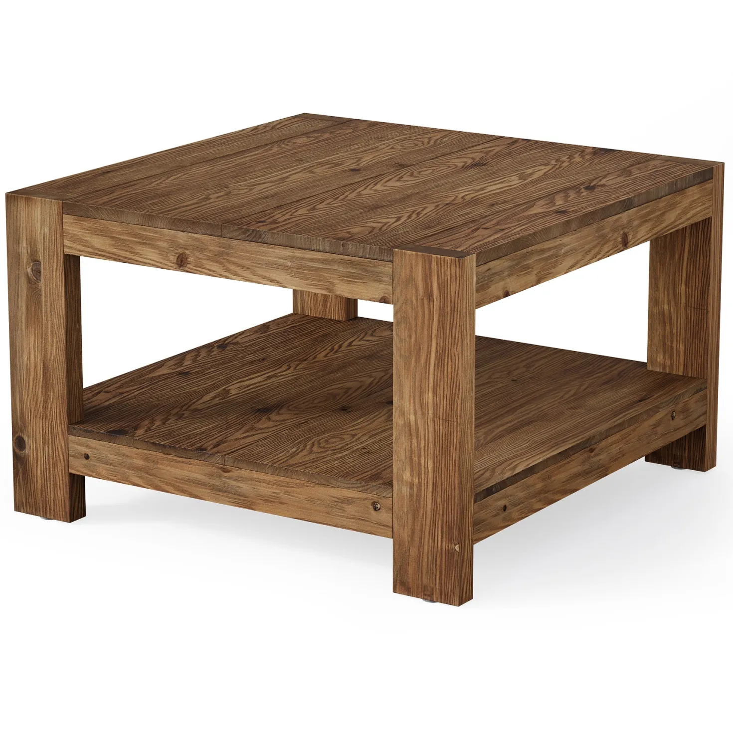 31.5" Wood Coffee Table, Square Farmhouse Center Table with Storage Shelf