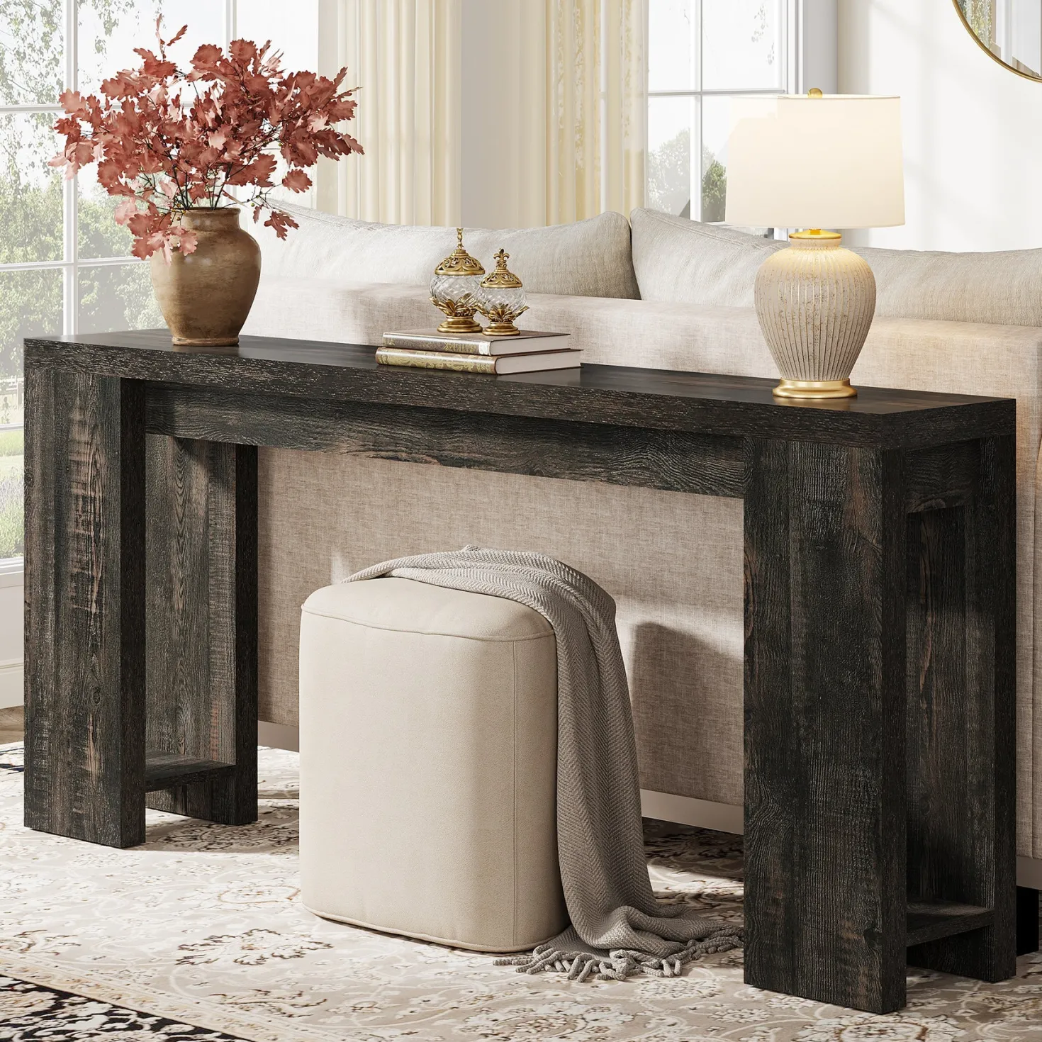 70.9" Wood Console Table, Farmhouse Sofa Table Entryway Table