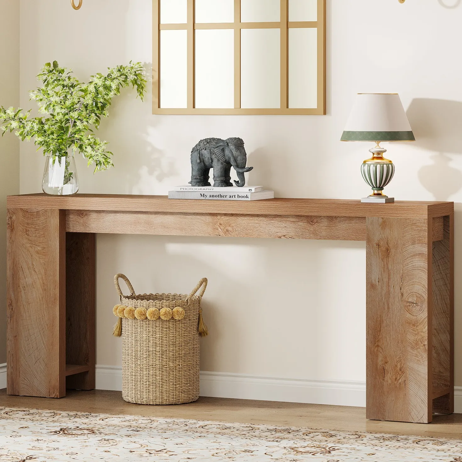 70.9" Wood Console Table, Farmhouse Sofa Table Entryway Table