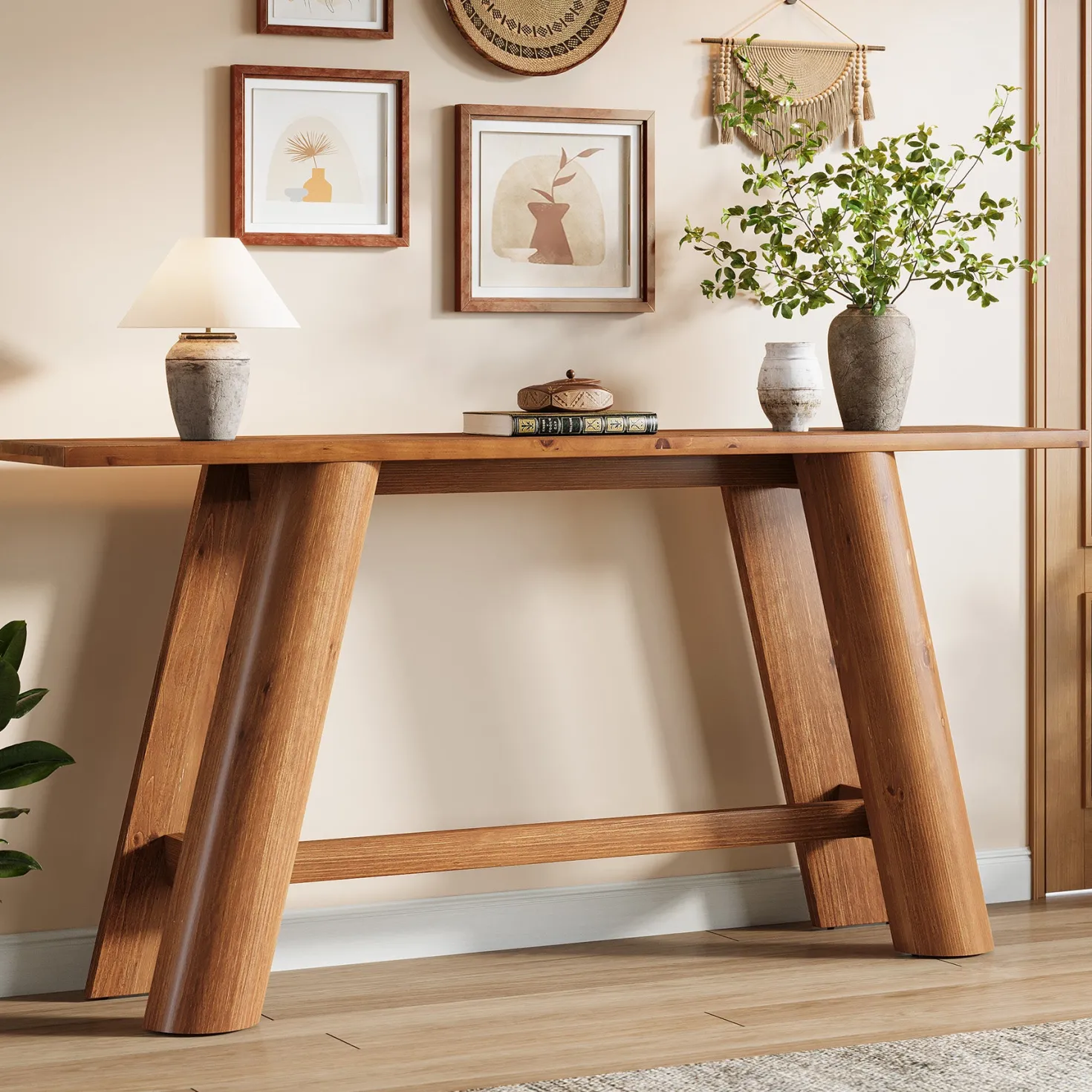70.9" Wood Console Table, Narrow Sofa Table Behind Couch Entryway Furniture