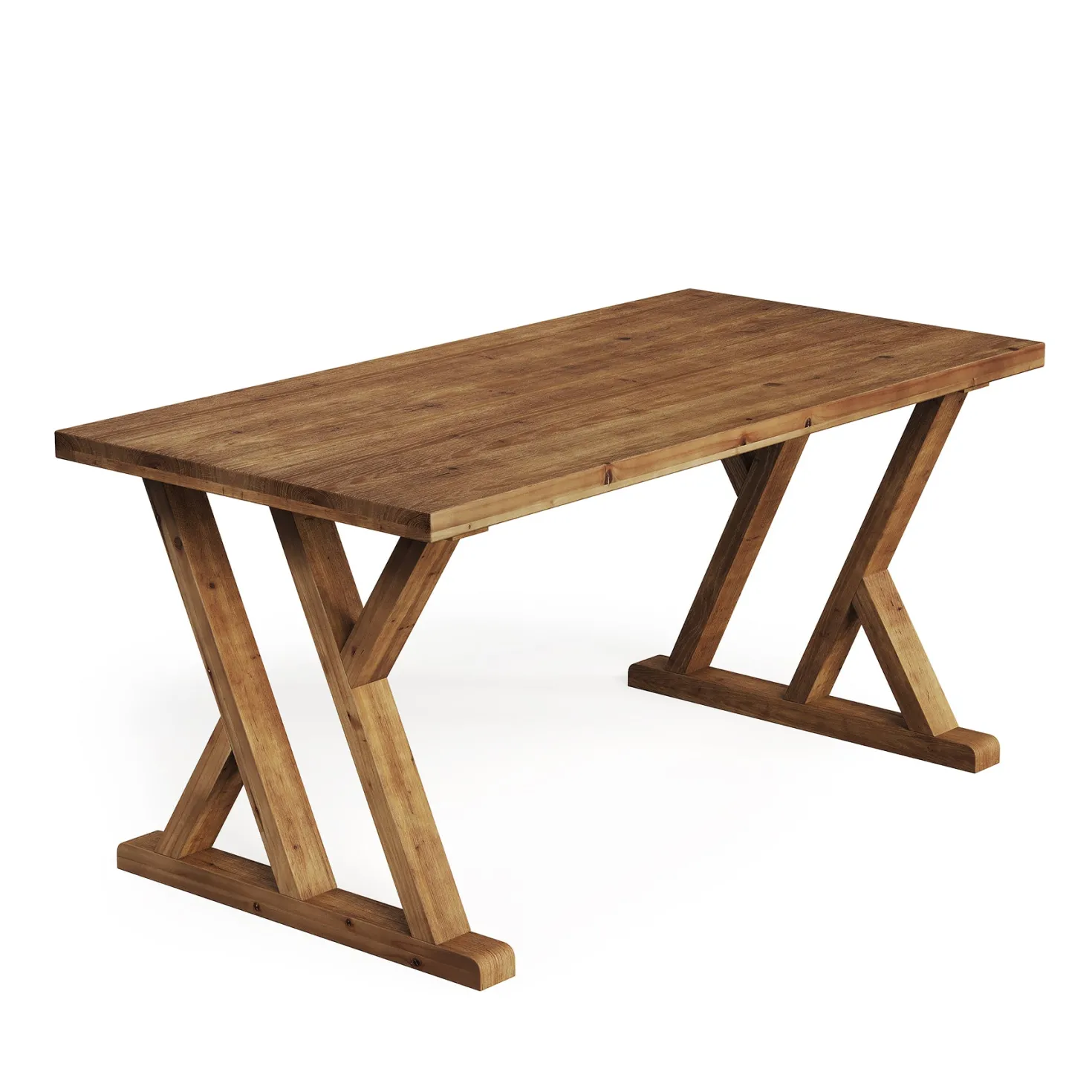 63" Wood Dining Table, Farmhouse Kitchen Dinner Table for 4-6 People