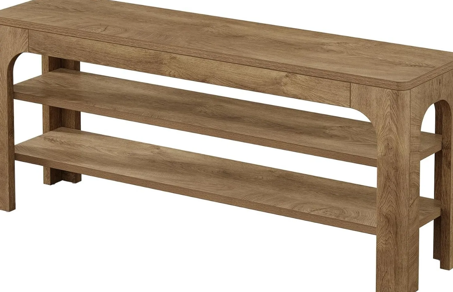 47.2" Wooden Shoe Storage Bench, Farmhouse Entryway Shoe Rack Bench with 2-Tier Open Shelves