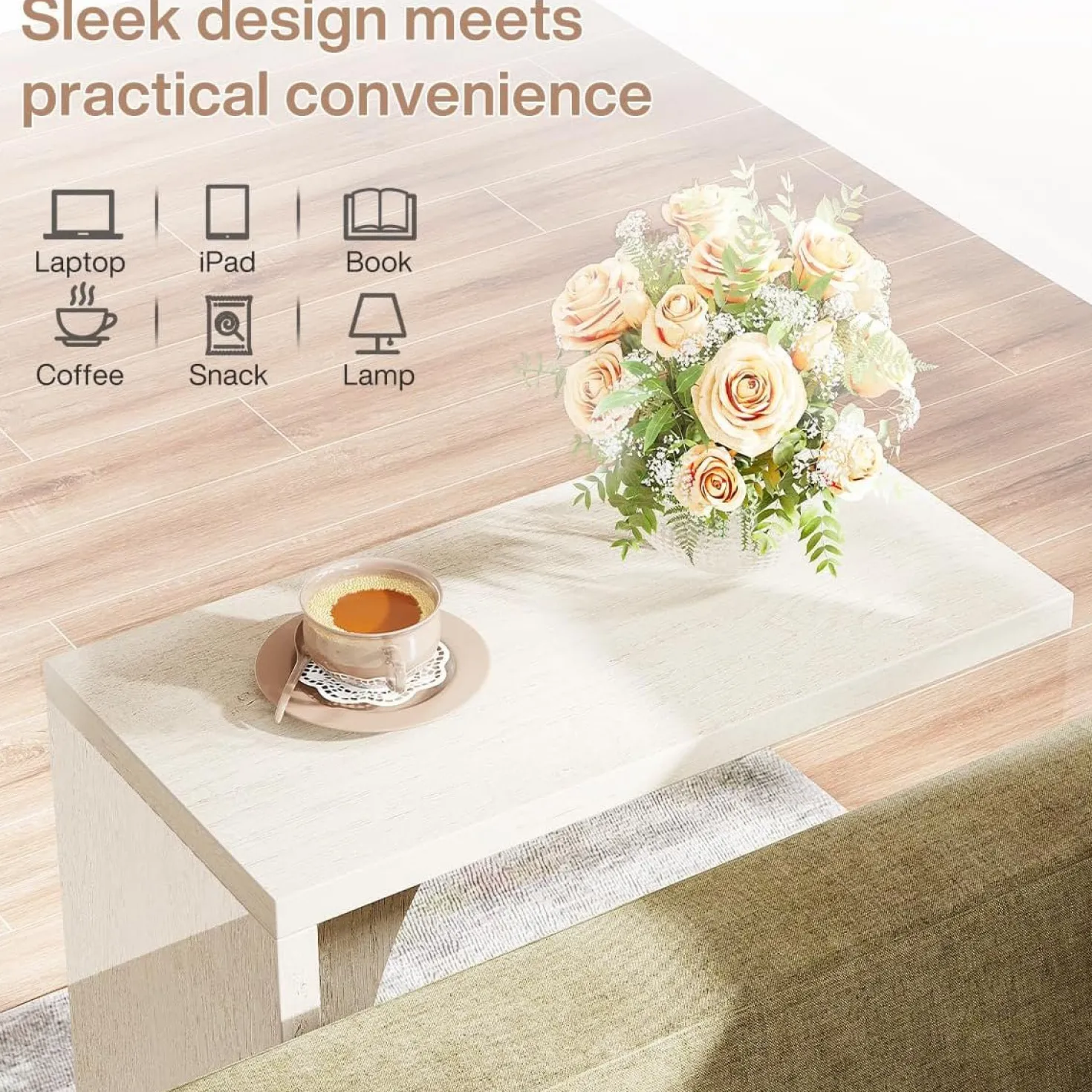 C-Shaped End Table for Couch, Small Sofa Side Table Nightstand