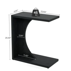 C-Shaped End Table for Couch, Small Sofa Side Table Nightstand