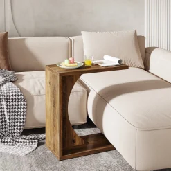 C-Shaped End Table, Sofa Side Table Couch Table for Small Space