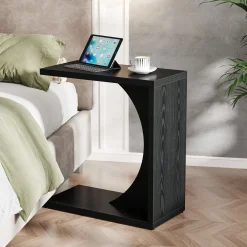 C-Shaped End Table, Sofa Side Table Couch Table for Small Space