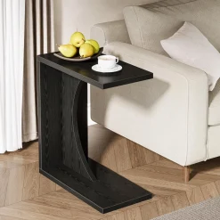 C-Shaped End Table, Sofa Side Table Couch Table for Small Space