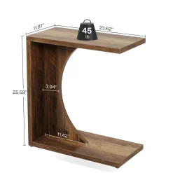 C-Shaped End Table, Sofa Side Table Couch Table for Small Space