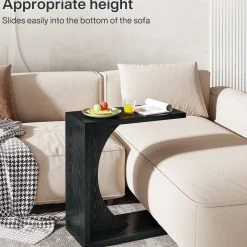 C-Shaped End Table, Sofa Side Table Couch Table for Small Space