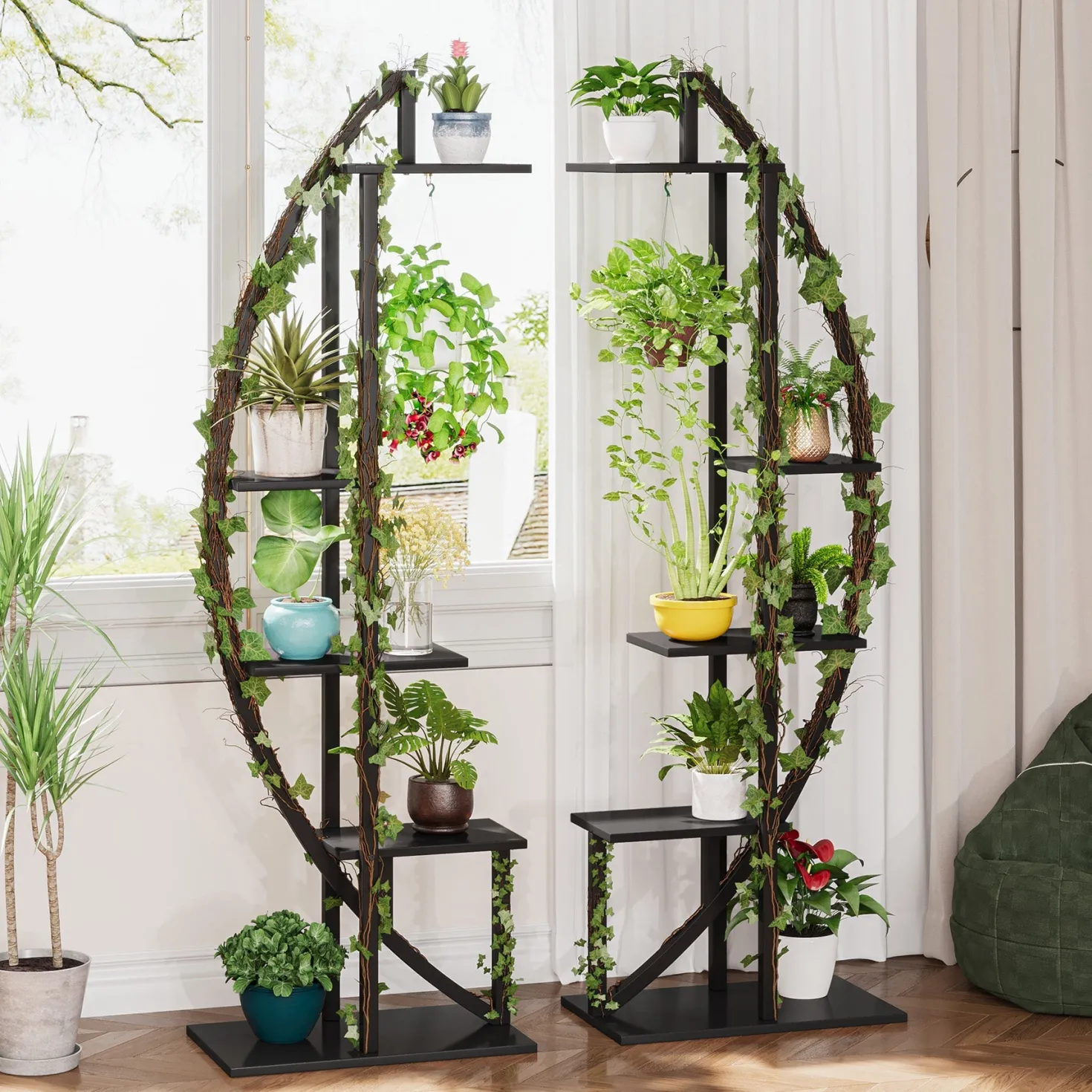 Curved Plant Stand Pack of 2, 5-Tier Flower Display Shelf
