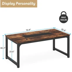Dining Table for 6-8 Person, Industrial Kitchen Table with Metal Frame
