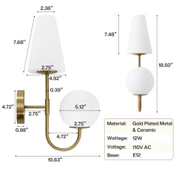 Double-Headed Wall Sconce, Elegant Wall Lamp Light Fixtures with Glass Shade
