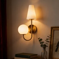 Double-Headed Wall Sconce, Elegant Wall Lamp Light Fixtures with Glass Shade
