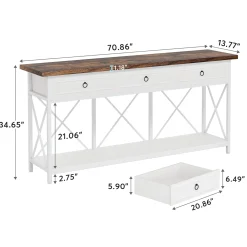 3-Drawer Console Table, 70.8