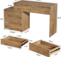 5-Drawer Makeup Vanity Desk, Modern Dressing Table with Cabinet