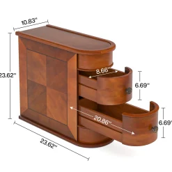 2-Drawer Wood End Table, Narrow Side Table Nightstand, No Assembly Required