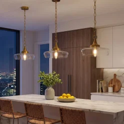 Elegant Light Fixture, 1-Light Glass Shade Pendant Light for Dining Room
