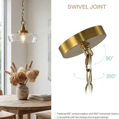 Elegant Light Fixture, 1-Light Glass Shade Pendant Light for Dining Room
