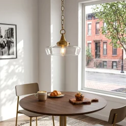 Elegant Light Fixture, 1-Light Glass Shade Pendant Light for Dining Room