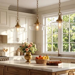 Elegant Light Fixture, 1-Light Glass Shade Pendant Light for Dining Room