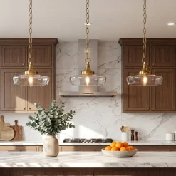 Elegant Light Fixture, 1-Light Glass Shade Pendant Light for Dining Room