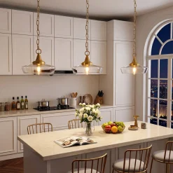 Elegant Light Fixture, 1-Light Glass Shade Pendant Light for Dining Room