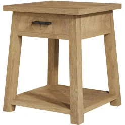 End Table with Drawer, 2 -Tier Wooden Side Table with Shelf Storage