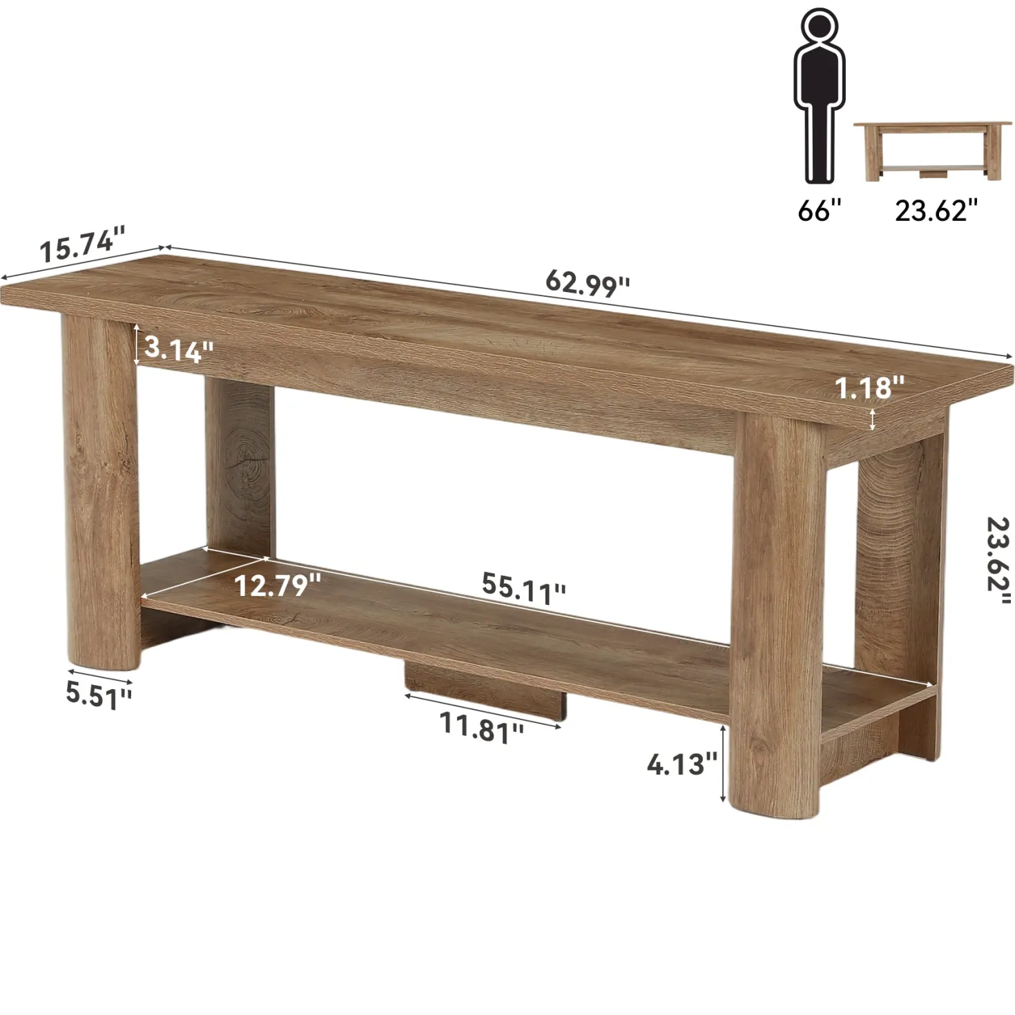 Farmhouse TV Stand for up to 65" TVs, Rustic Entertainment Center with 2-Tier Open Storage