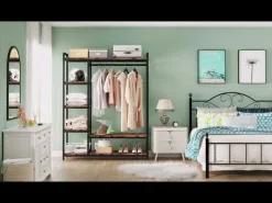 Freestanding Closet Organizer with 6 Shelves and Hanging Bar