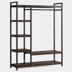 Freestanding Closet Organizer with 6 Shelves and Hanging Bar