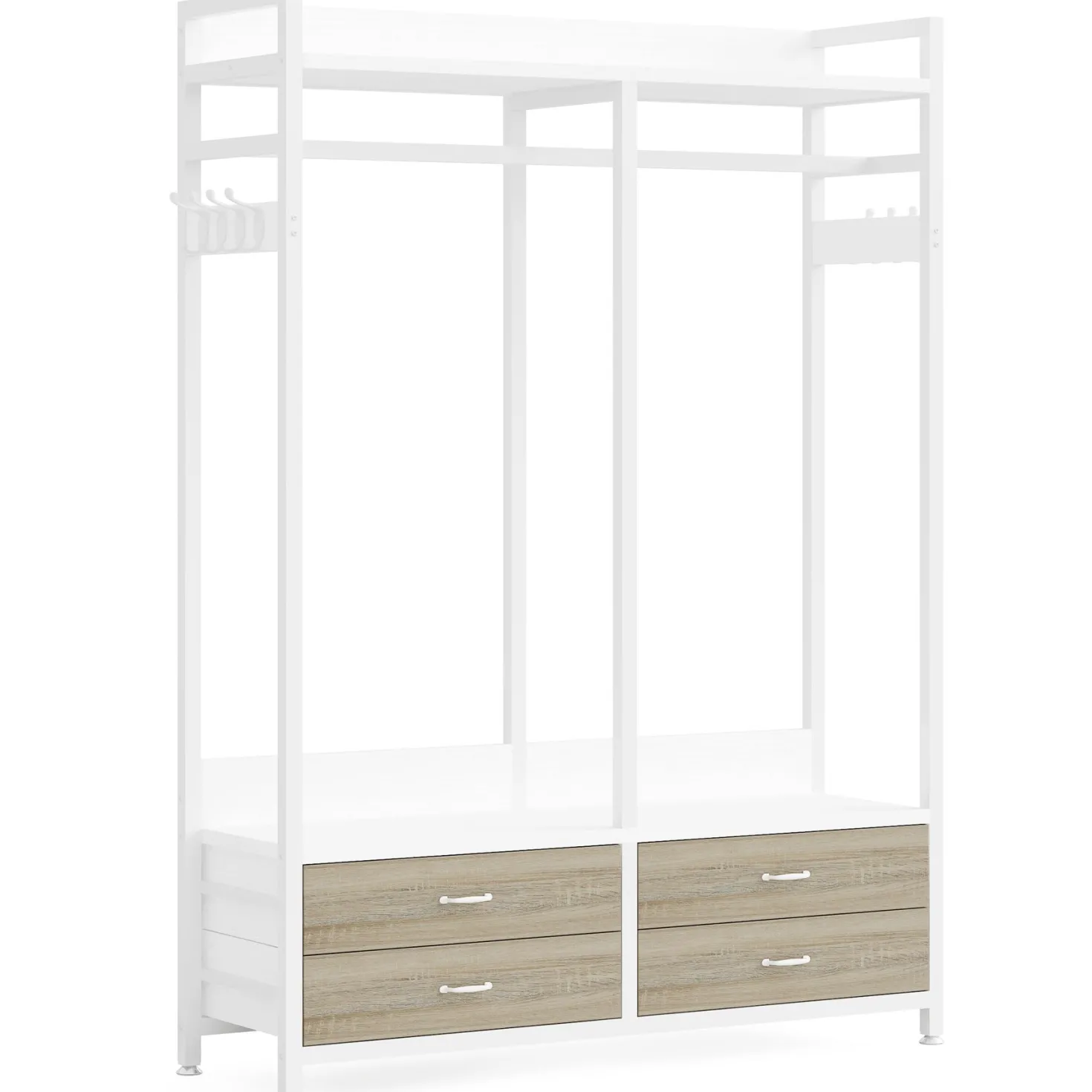 Freestanding Closet Organizer, Garment Rack with Drawers & Shelves