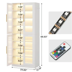 Freestanding Shoe Cabinet with Acrylic Doors and LED Lights