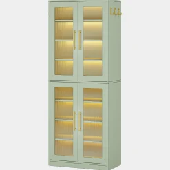 Freestanding Shoe Cabinet with Acrylic Doors and LED Lights
