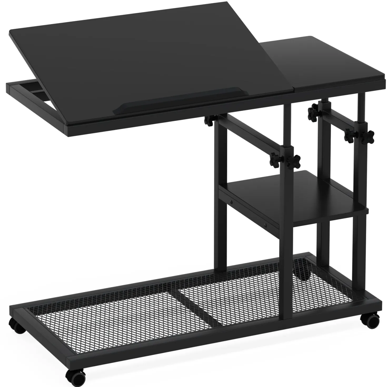 Height Adjustable C Table, Mobile Side Table with Tiltable Drawing Board