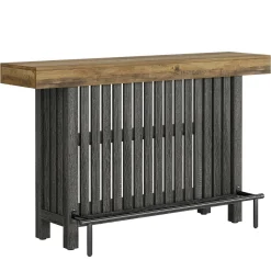 Home Bar Unit, Modern 2-Tier Bar Table with Footrest