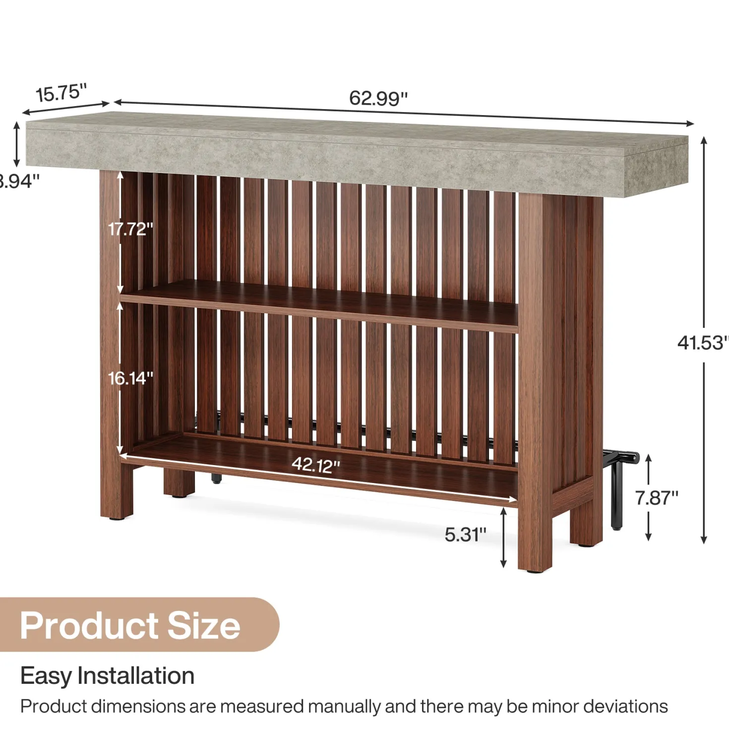 Home Bar Unit, Modern 2-Tier Bar Table with Footrest